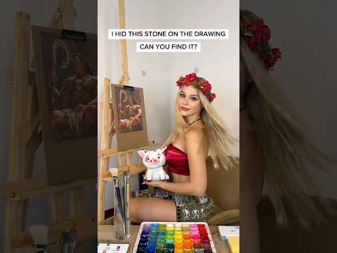 I DRAW MAUI FROM MOANA IN REAL LIFE❤️ DID YOU FIND HIDDEN STONE?🌀BUY PRINTS ON MY SITE! #moana #art