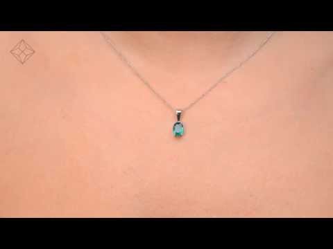 FER24-GY - Emerald 7 x 5mm 18K White Gold Pendant