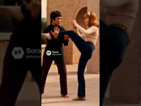 Bruce Lee teaching JKD and high kicks to Carol O'Neal  #viralshort