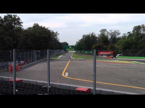 The view from Grandstand 9 on Seconda Variante at Monza, 2014 Italian Formula 1 Grand Prix
