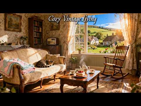 Peaceful 1940s Cottage Morning ☀️ Vintage Jazz Playing in Another Room | Cozy Ambience