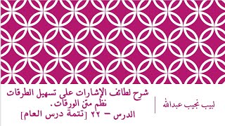 صورة شرح لطائف الإشارات على تسهيل الطرقات نظم متن الورقات.الدرس– 22 [تتمة العام]
