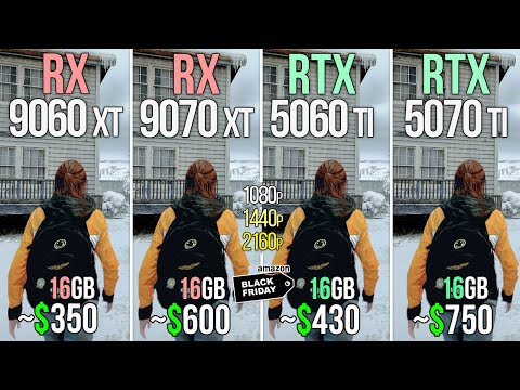 RX 9060 XT vs RX 9070 XT vs RTX 5060 TI 16GB vs RTX 5070 TI - Test in 20 Games