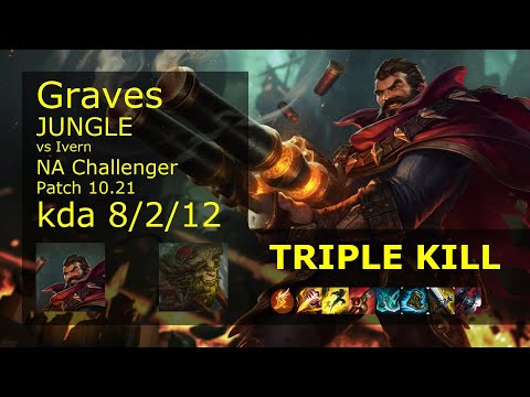 Graves vs Ivern Jungle - NA Challenger 8/2/12 Patch 10.21 Gameplay