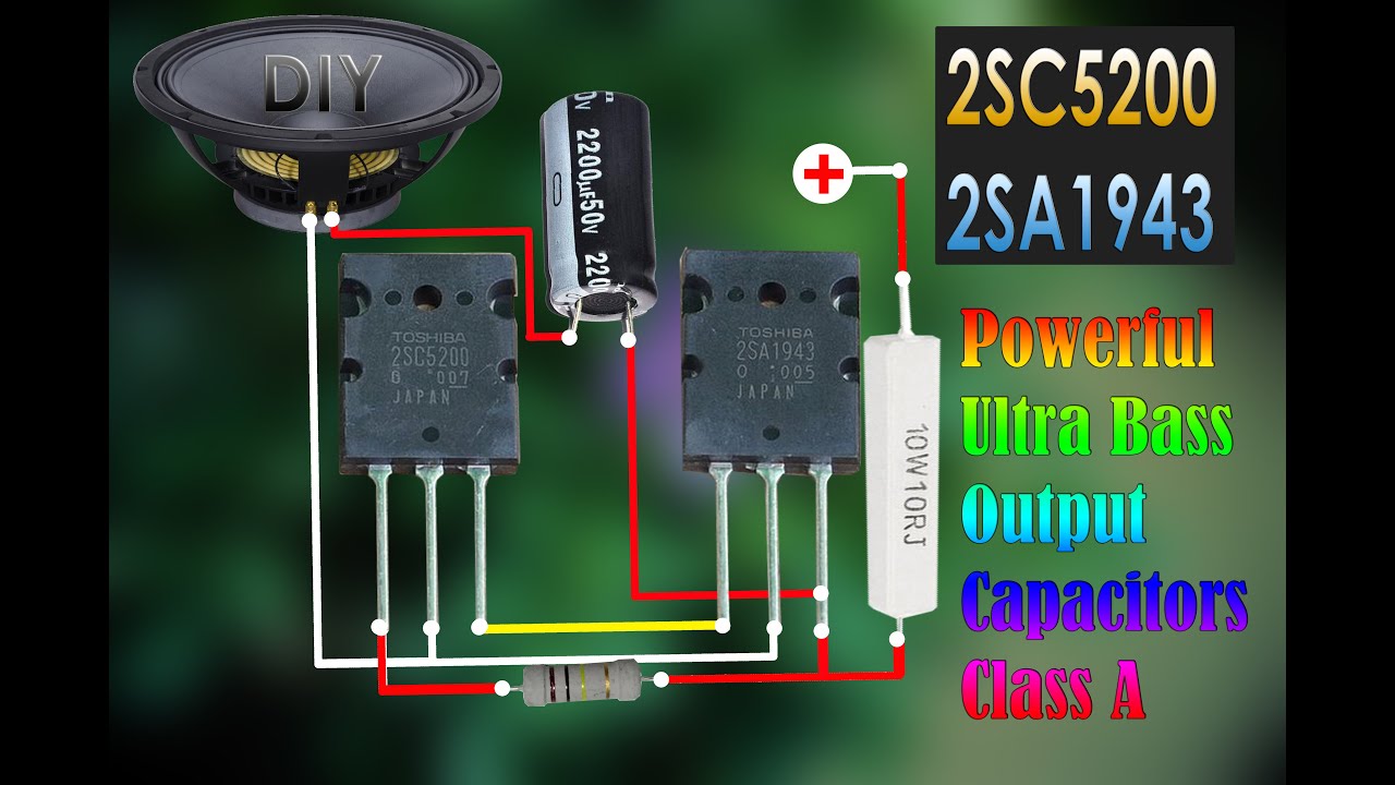DIY Powerful Ultra Bass Audio Amplifier Using 2SC5200 and 2SA1943 / Output Capacitors