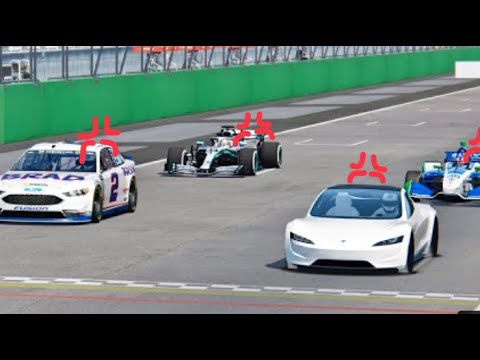 Tesla roadster vs f1 vs INDYCAR vs nascar