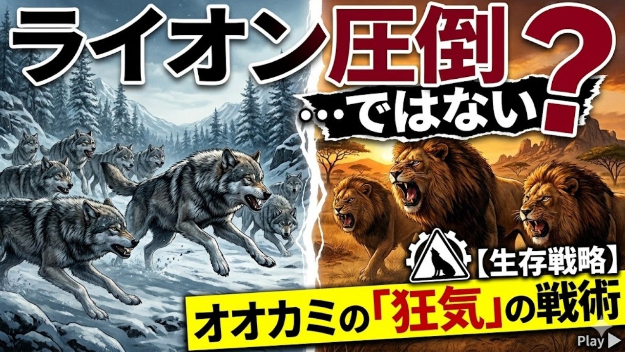 ライオン圧倒的優位…ではない？オオカミの群れが持つ『恐るべき戦術