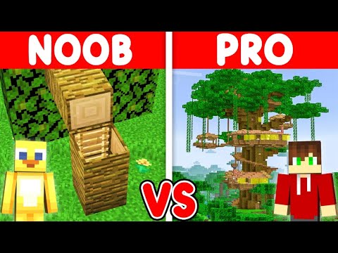 Minecraft NOOB vs PRO: Jungle Tree House Build Challenge