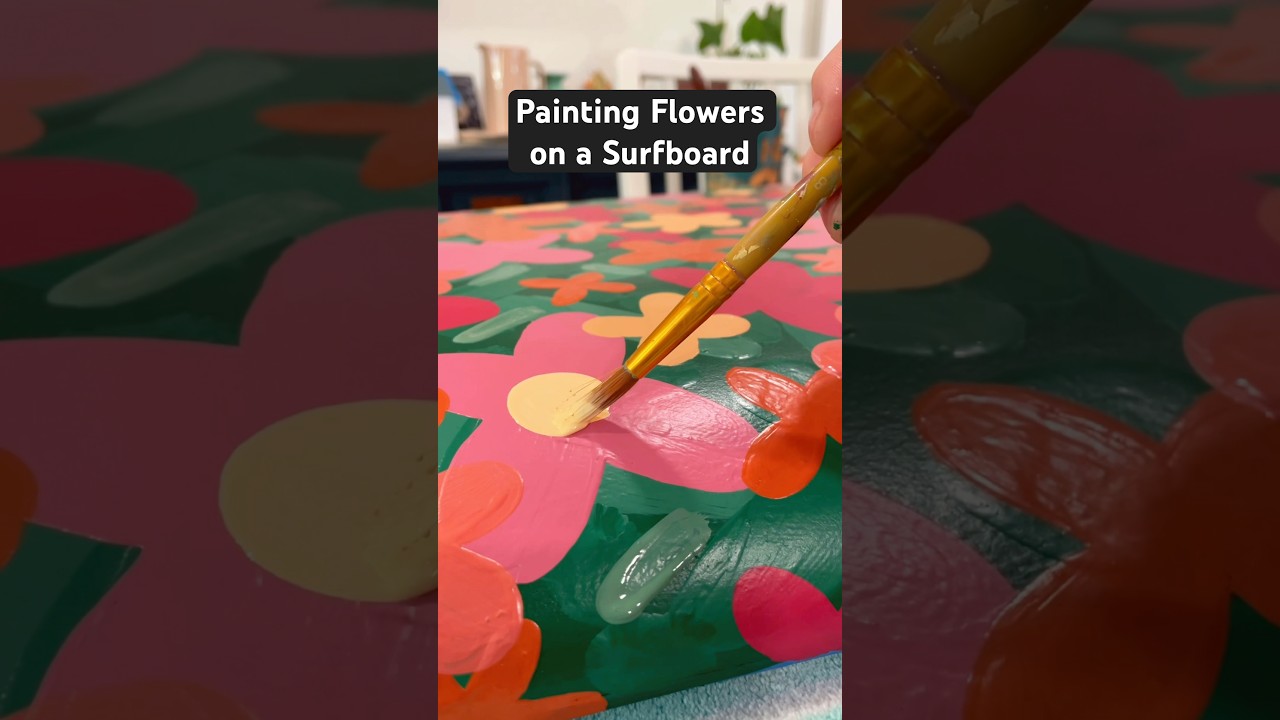 Painting Flowers on a Surfboard 🌸 #surfboards #paintingideas #painting #paintingvideo #artideas