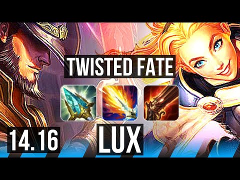 TWISTED FATE vs LUX (MID) | 1800+ games, 7/3/11 | EUW Master | 14.16