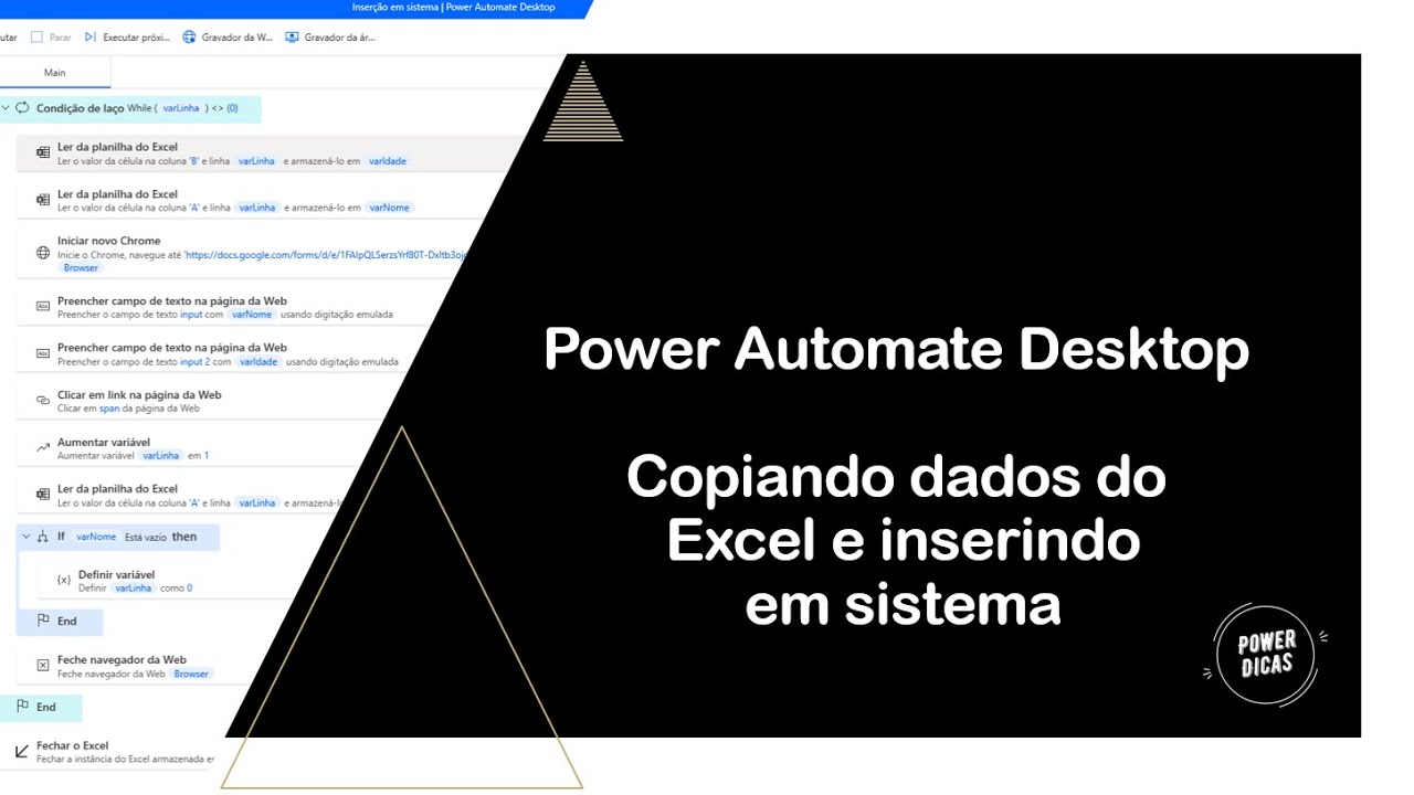 Power Automate Desktop - Copiando dados do excel e inserindo em sistema