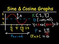 Graphing Sine and Cosine Trig Functions With Transformations, Phase Shifts, Period - Domain & Range