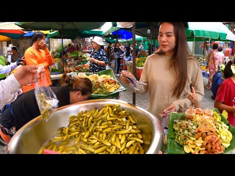 Popular Cambodian Fresh Market Food | Cucumber, Mango, Fruit, Vegetable, Dessert, Beef & More