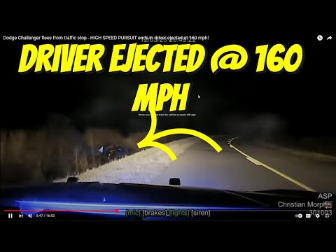 Dodge Challenger flees from traffic stop - HIGH SPEED PURSUIT ends in driver ejected at 160 mph!