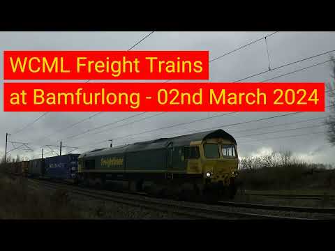 WCML Freight Trains at Bamfurlong - 02nd March 2024