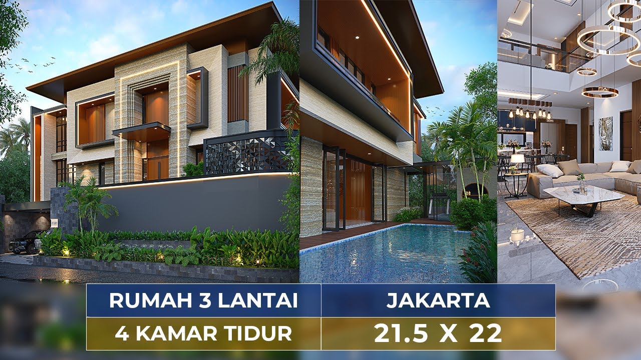 Video 3D Desain Rumah Modern 3 Lantai Ibu AN 1461 - Jakarta