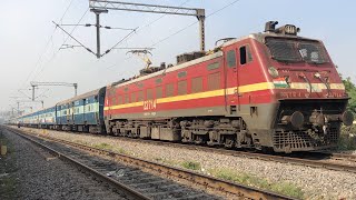 preview picture of video 'LGD WAP-4 hauled 17239/Simhadri Express departing from Mangalagiri'