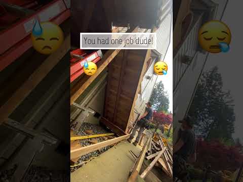 Stair board falls down! #construction #build #wood #deck #ohno