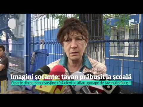 Imagini șocante! Panică într-o şcoală din Capitală, după ce tavanul unui hol întreg s-a pră