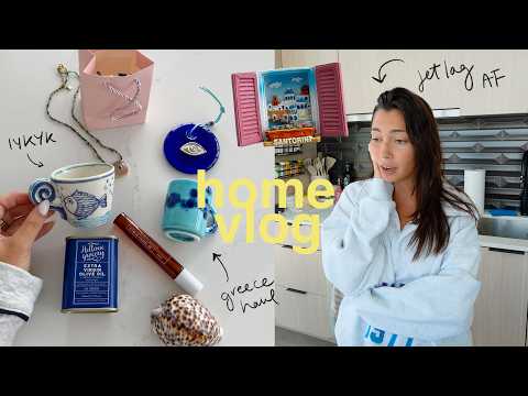 HOME VLOG! greece souvenir haul, healthy groceries & adjusting back
