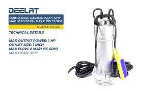 Submersible Electric Sump Pump - Max Head 110 FT (33 M) - Max Flow 35 GPM (8 m3/H)
