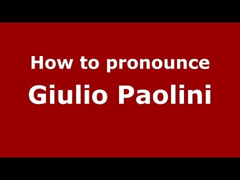 How to pronounce Giulio Paolini (Italian/Italy) - PronounceNames.com