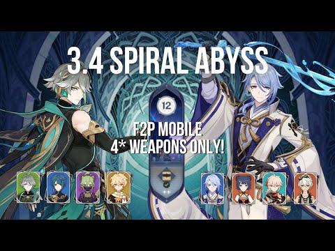 C0 Alhaitham Hyperbloom & C0 Ayato Vape - Spiral Abyss 3.4 Floor 12 - F2P Mobile | Genshin Impact