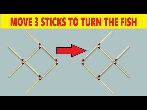 Matchstick Puzzle - Move 3 sticks to turn the Fish