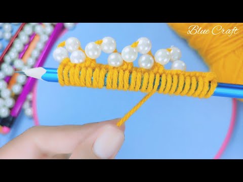Its So Cute !! Super Easy Woolen Flower Making Trick Using Pencil | Handmade Woolen Craft Ideas