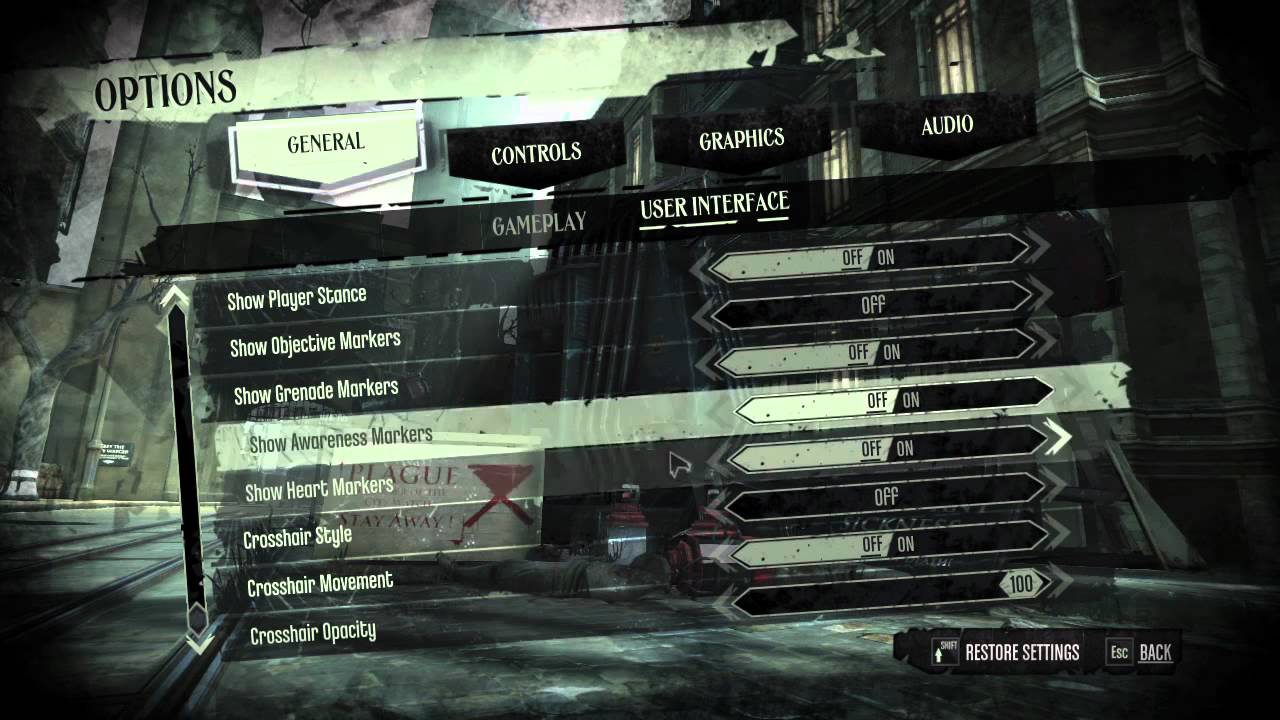 Dishonored PC menu options - YouTube