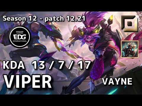 【KRサーバー/M1】EDG Viper ヴェイン(Vayne) VS カイサ(Kai'sa) BOT - Patch12.21 KR Ranked【LoL】