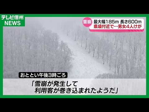 【斑尾高原スキー場の雪崩事故】雪崩規模　最大幅185ⅿ長さ600ⅿ県境付近で男女４人けが　明確な予兆ない「全層雪崩」今後一層注意を