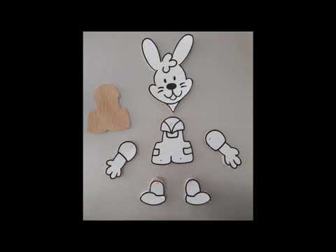 Lapin de pâques articulé en bois