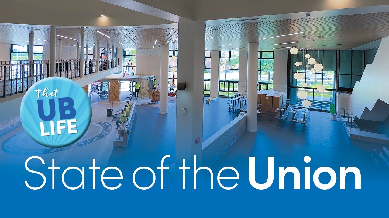 That UB Life bug with the renovated Student Union in the background.