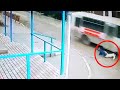 Woman cheats death when bus misses running over her head by inches | Extremely lucky