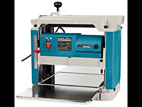 Makita 2012NBX Obliavimo staklės, 0-1,5/0-3,0mm, max 240x304mm, 8,5m/min, 1650 W su stovu video