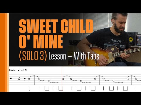 Sweet Child O' Mine (Solo 3) - ORIGINAL Eb TUNING - Lesson - With Tabs