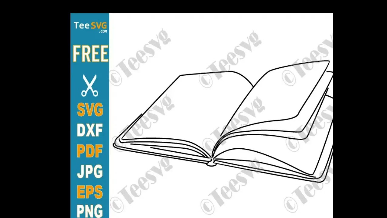 Open Book CLIP ART Black and White PNG JPG SVG Vector – Simple Easy Blank Book Outline Clipart –