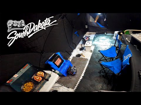 Wind Storm Ice Camping in South Dakota | Thermal Tent, Walleyes & Ribeyes