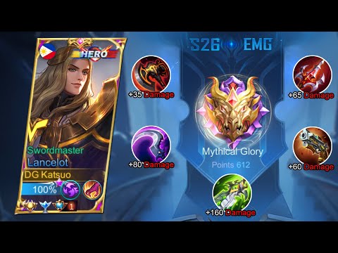 LANCELOT FULL DAMAGE BUILD ON MYTHICAL GLORY | NEW BROKEN BUILD AND EMBLEM THIS SEASON! ( plss try )