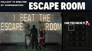 Fallout 76 Shelter: "The Escape Room" (Soundstage Shelter / Puzzle Camp)