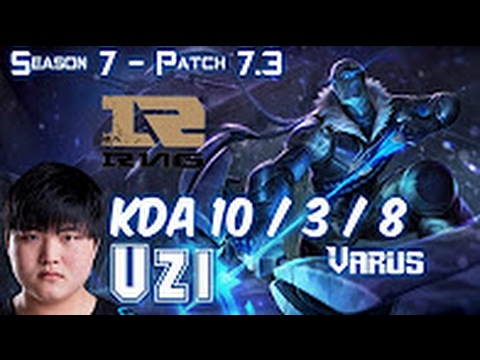 RNG Uzi VARUS vs JHIN ADC - Patch 7.3 KOREA Ranked