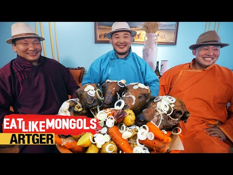 Sheep Head Feast for Mighty Mongolian Wrestlers - Mukbang Style | Eat Like Mongols