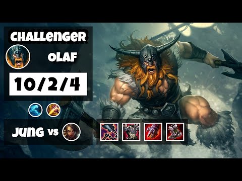 Olaf vs Nidalee KOREAN Challenger JUNGLE (10/2/4) - v11.14