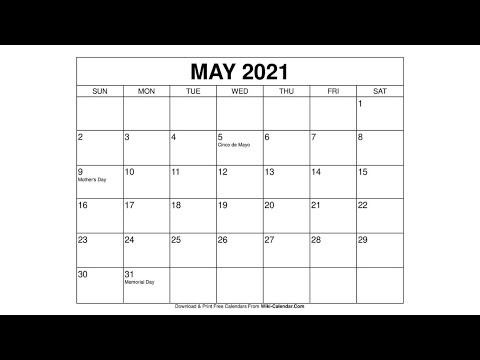 Printable May 2021 Calendar Templates with Holidays - Wiki Calendar