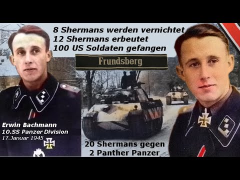 Erwin Bachmann 20 Shermans gegen 2 Panther Panzer, 8 Shermans werden vernichtet 12 erbeutet - Doku