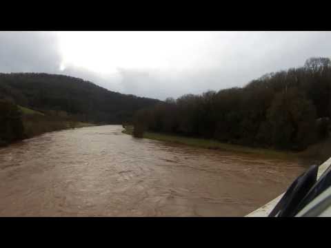 The River Wye in Flood at Brockweir in Gloucestershire and Tintern in Monmouthshire