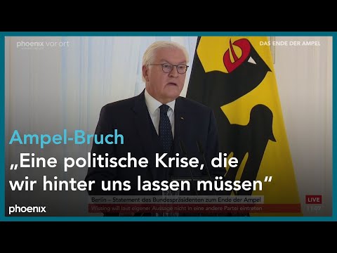 Bruch der Ampelkoalition: Statement von Bundespräsident Frank-Walter Steinmeier | 07.11.24