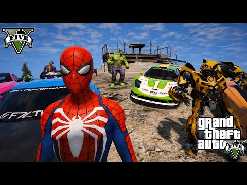 Örümcek Adam güçlü arabalar ile dağ parkur tehlikeli yollarda!😲 (GTA 5 mods)