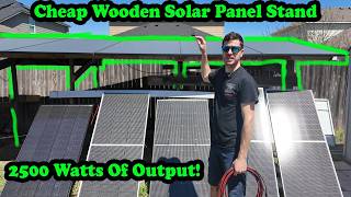 Cheap Wooden Solar Panel Mount Built For Free!  Holds 7 Large Panels Off Grid Solar 48 Volt